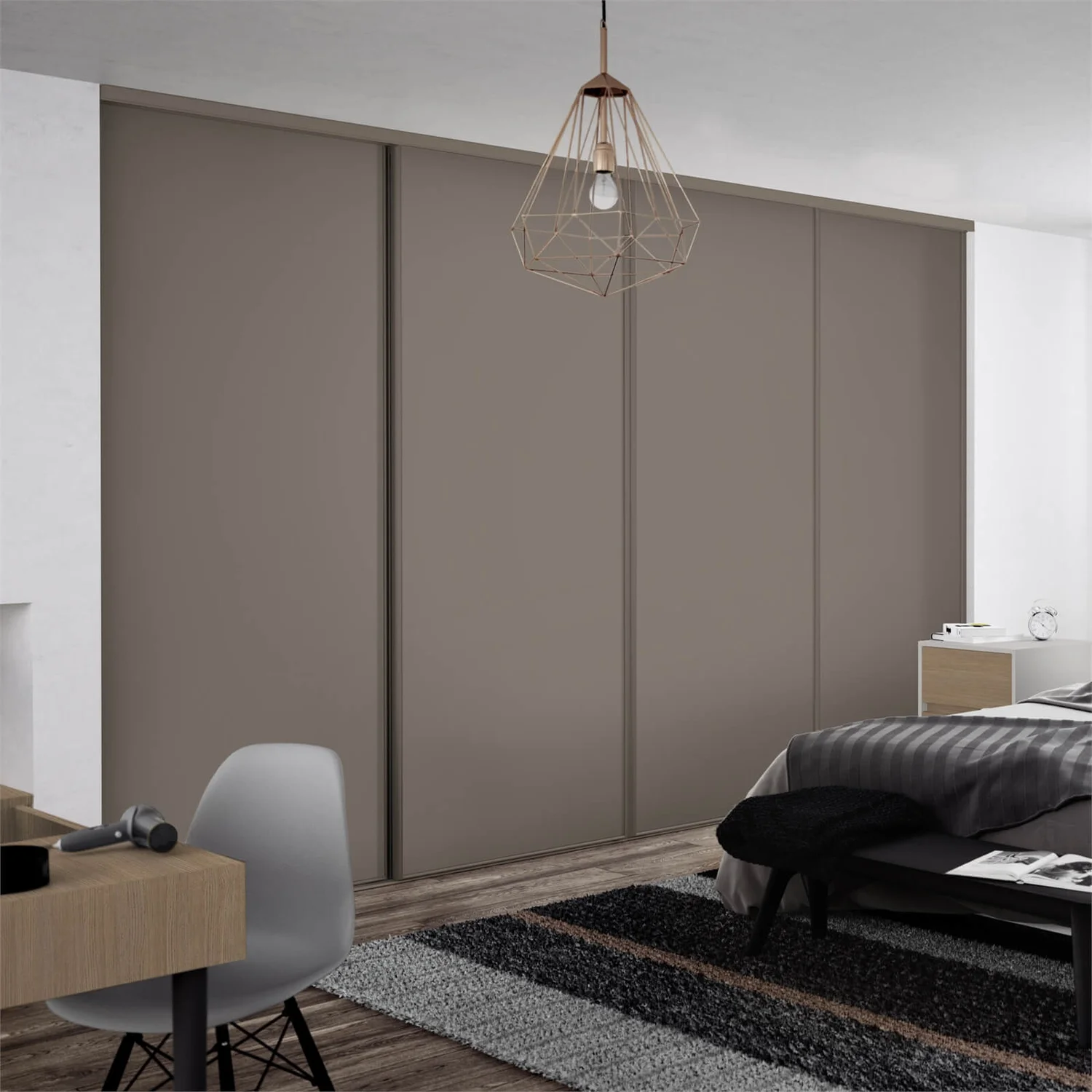 Classic 4 Door Sliding Wardrobe Kit Stone Grey Panel (W)2370 X (H)2260mm 2 Classic 4 Door Sliding Wardrobe Kit Stone Grey Panel (W)2370 X (H)2260mm - Image 2