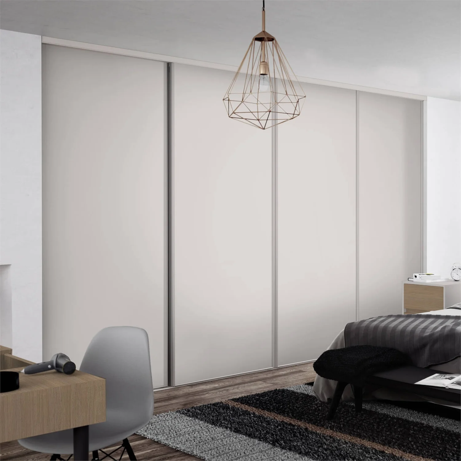 Classic 4 Door Sliding Wardrobe Kit Dove Grey Panel (W)2370 X (H)2260mm 2 Classic 4 Door Sliding Wardrobe Kit Dove Grey Panel (W)2370 X (H)2260mm - Image 2