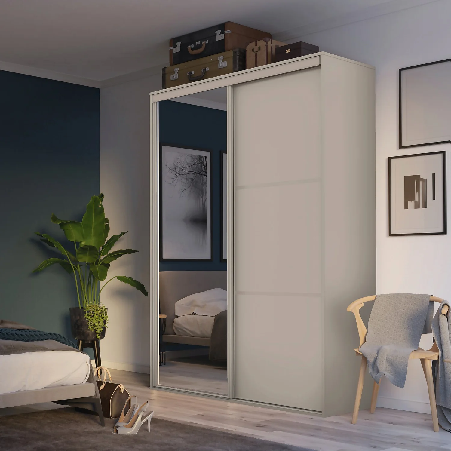 Cashmere Freestanding Sliding Wardrobe With Interiors (W)1530mm 2 Cashmere Freestanding Sliding Wardrobe With Interiors (W)1530mm - Image 2