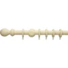 Cream Wooden Curtain Pole & Ball Finial - 1.2m