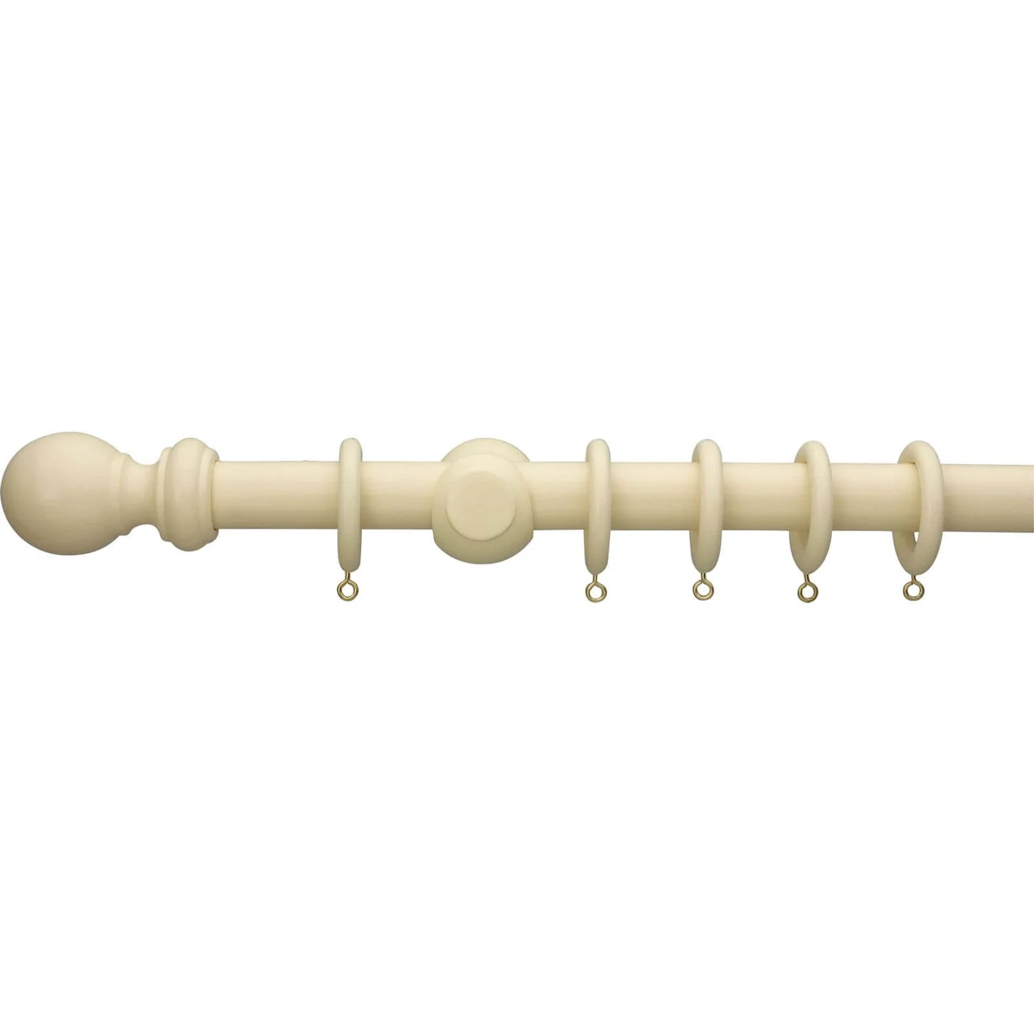 Cream Wooden Curtain Pole & Ball Finial - 1.2m 1 Cream Wooden Curtain Pole & Ball Finial - 1.2m