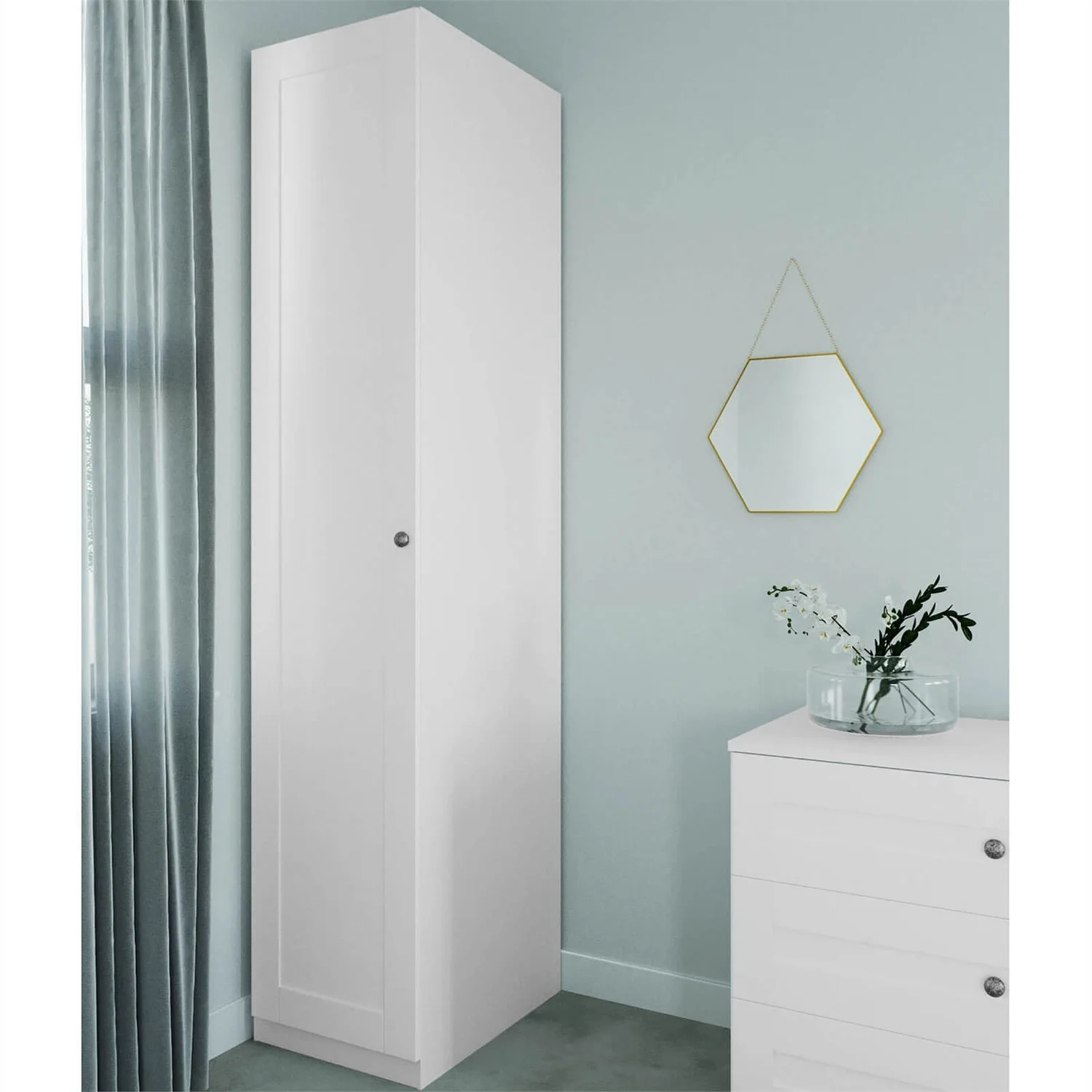 Fitted Bedroom Shaker Single Wardrobe - White 1 Fitted Bedroom Shaker Single Wardrobe - White