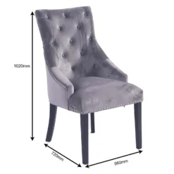 Annabelle Velvet Dining Chairs - Set Of 2 - Grey -Curver Shop 12838750 2044904215314738
