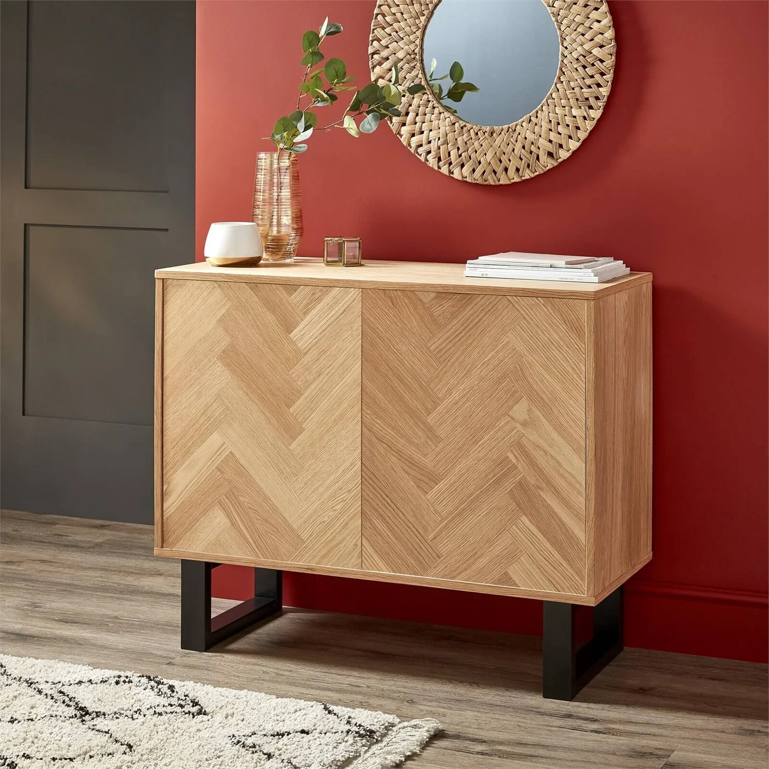 Skelby Herringbone Oak Sideboard 8 Skelby Herringbone Oak Sideboard - Image 8
