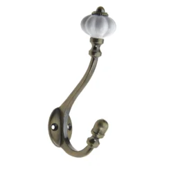 Ceramic Hook - Antique Brass