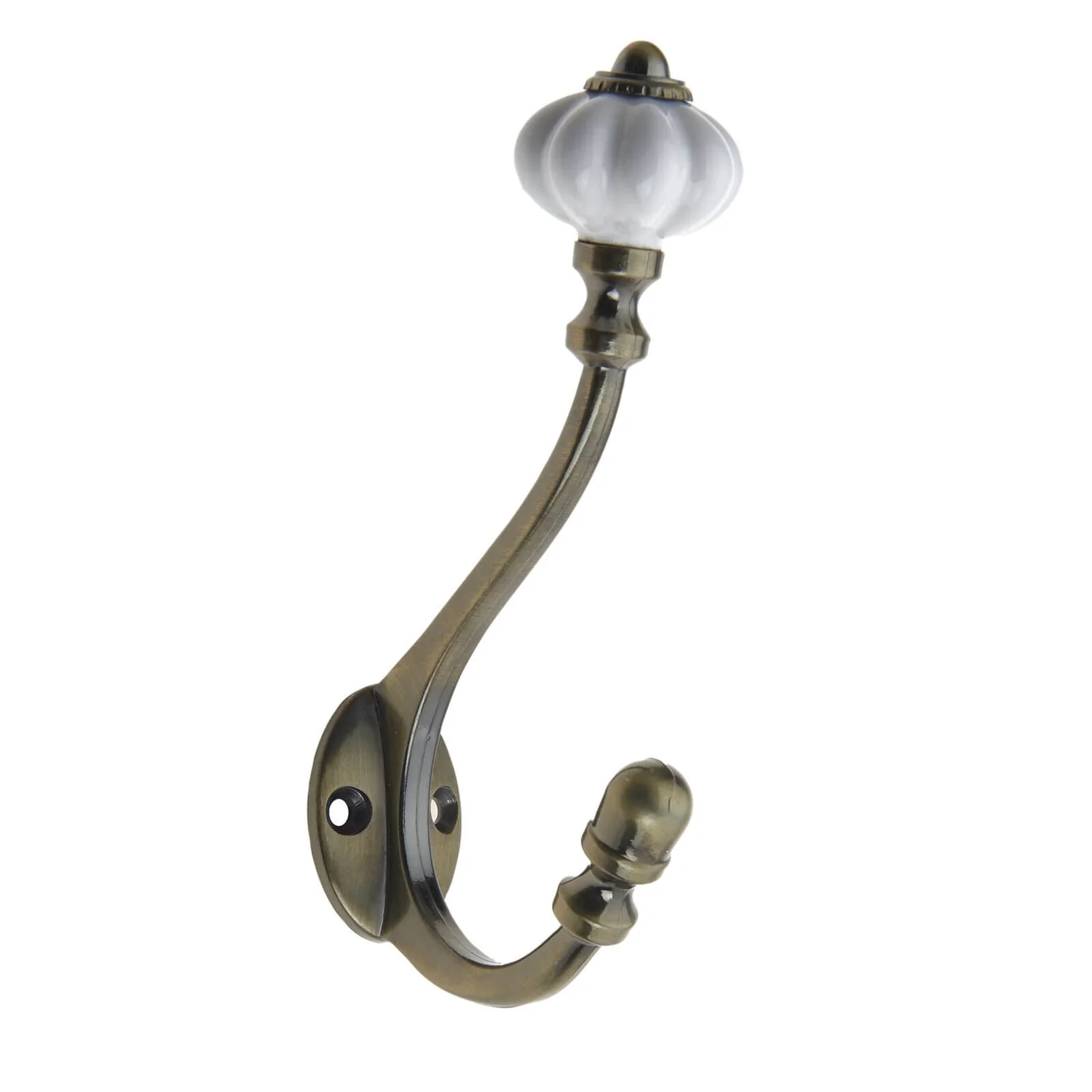 Ceramic Hook - Antique Brass 1 Ceramic Hook - Antique Brass