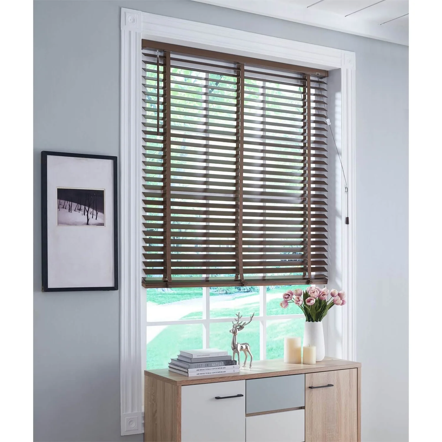 50mm Wood Venetian Blind - Walnut - 100x130cm 3 50mm Wood Venetian Blind - Walnut - 100x130cm - Image 3