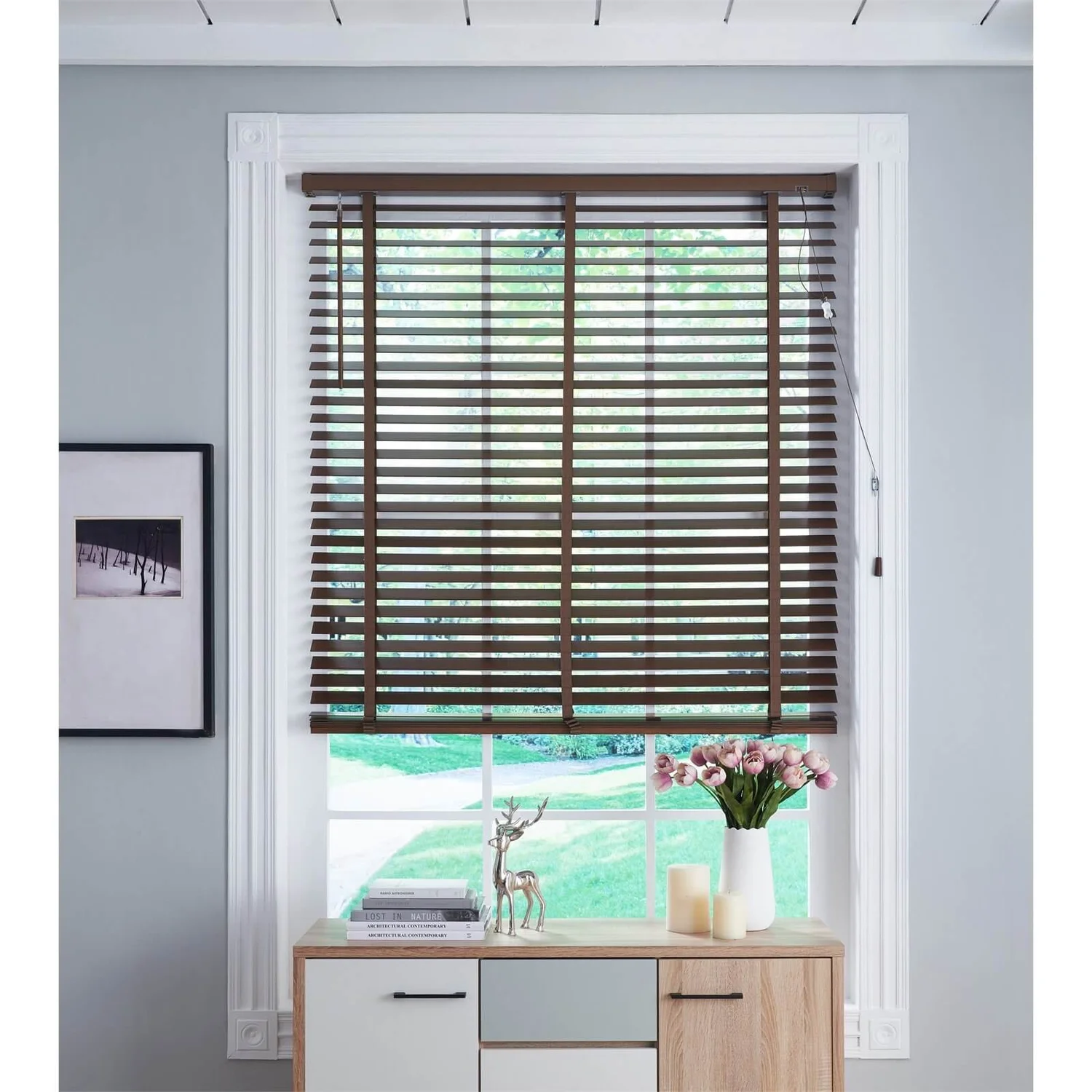 50mm Wood Venetian Blind - Walnut - 100x130cm 2 50mm Wood Venetian Blind - Walnut - 100x130cm - Image 2