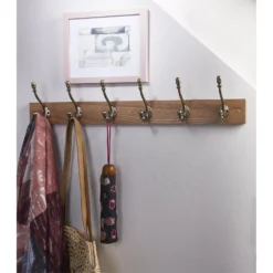 6 Deco Antique Brass Hook On Light Rustic Board -Curver Shop 12839317 1914845859301889