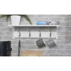 4 Coat Satin Nickel Hooks On White Shelf Combo -Curver Shop 12839422 1194845860354289