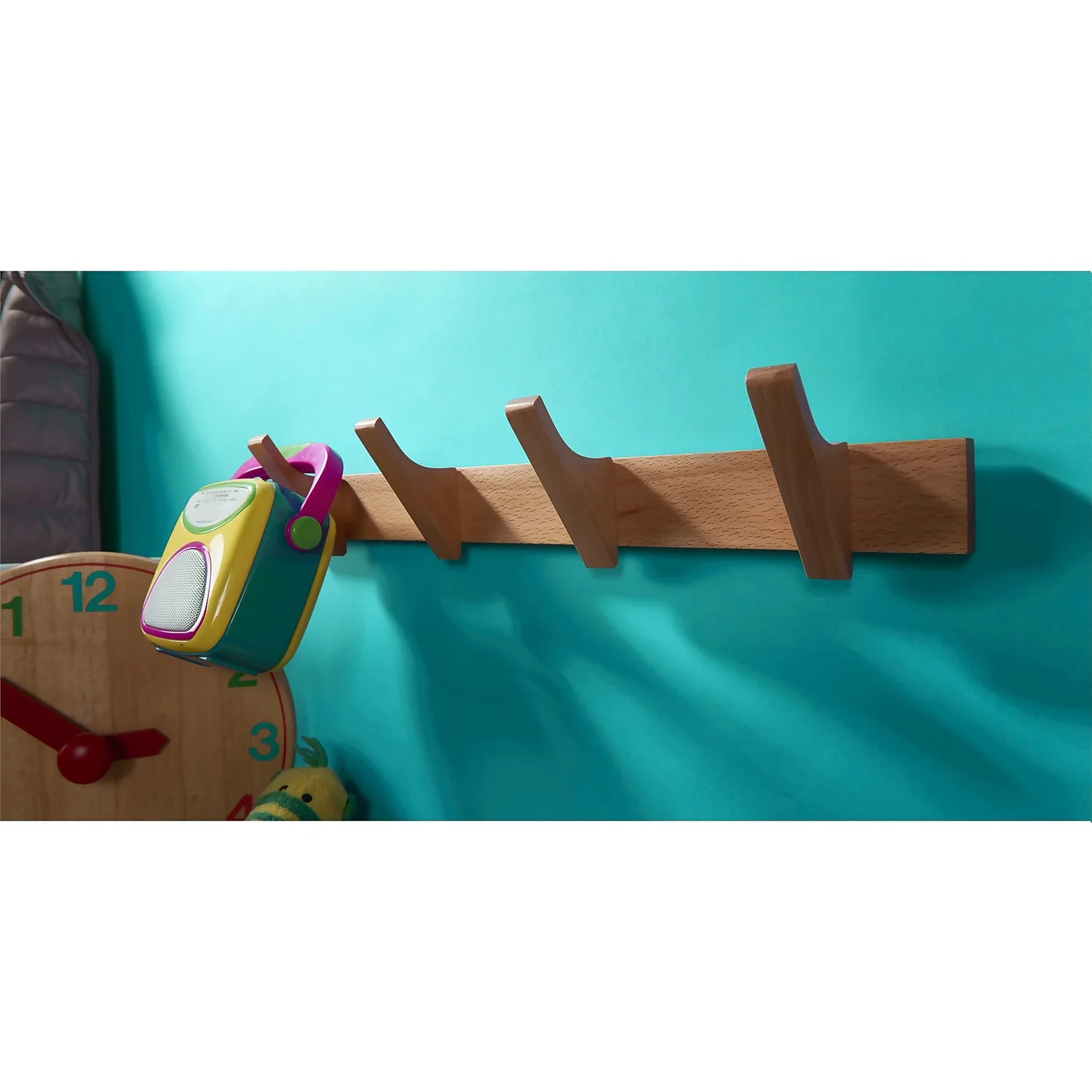 4 Hooks Wooden Strip Rail 2 4 Hooks Wooden Strip Rail - Image 2