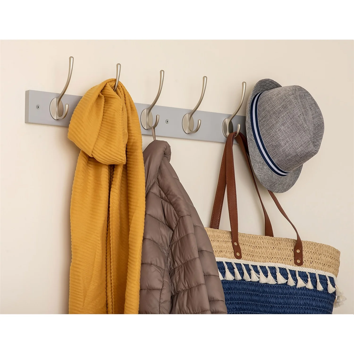 6 Victorian Satin Nickel Hooks On Dove Bloc Board 2 6 Victorian Satin Nickel Hooks On Dove Bloc Board - Image 2