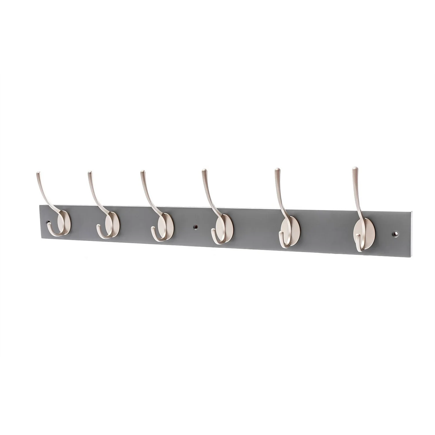 6 Victorian Satin Nickel Hooks On Slate Grey Bloc Board 1 6 Victorian Satin Nickel Hooks On Slate Grey Bloc Board