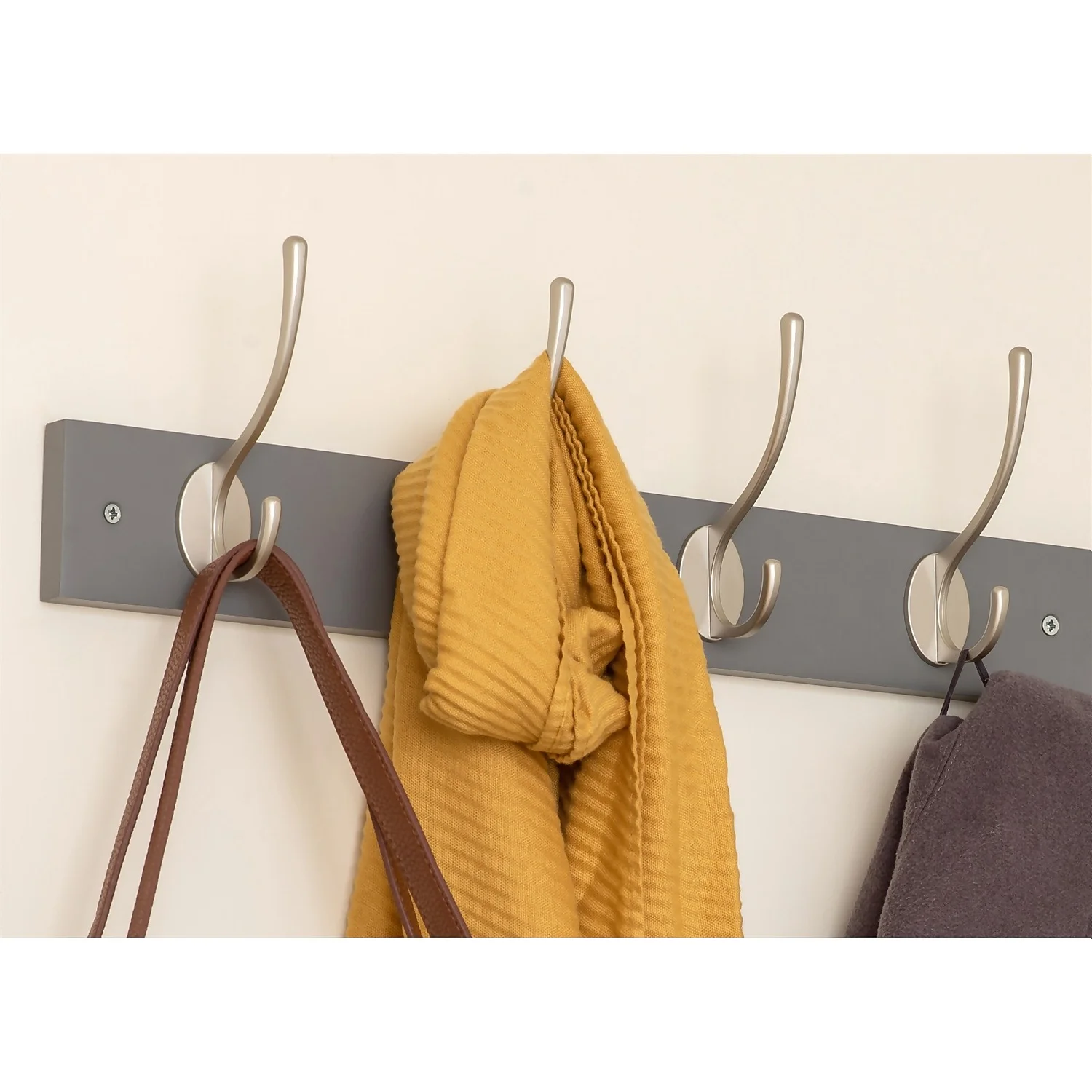 4 Victorian Satin Nickel Hooks On Slate Grey Bloc Board 2 4 Victorian Satin Nickel Hooks On Slate Grey Bloc Board - Image 2