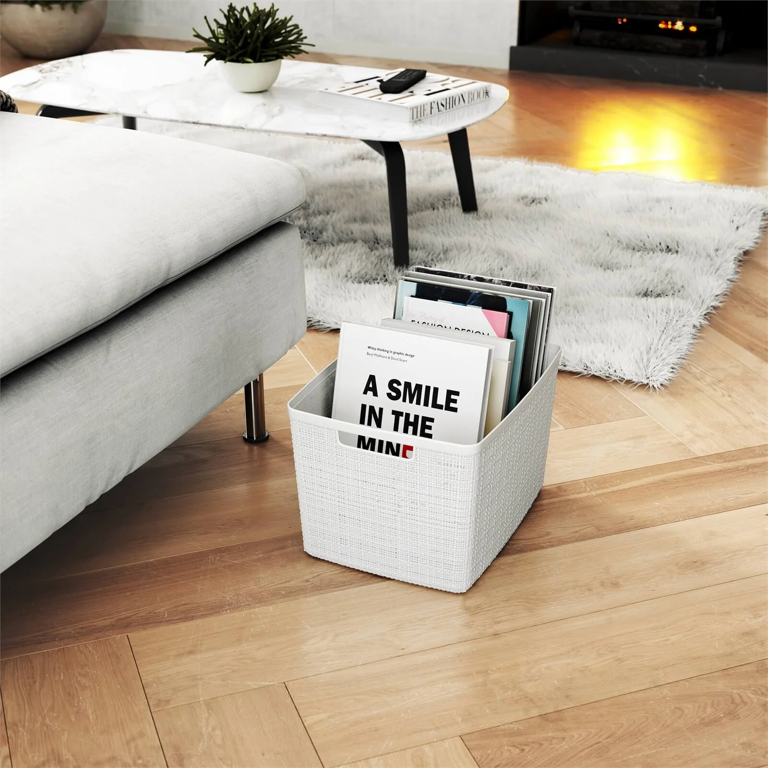 Curver Jute Large Basket - 20L - Off White 4 Curver Jute Large Basket - 20L - Off White - Image 4