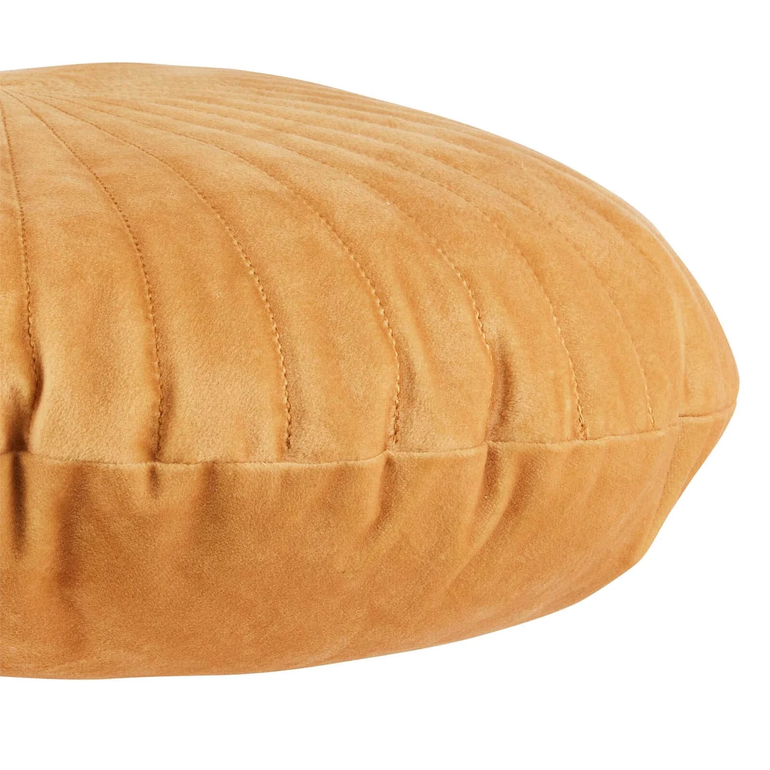 None Round Velvet Cushion - Ochre - 45cm 5 None Round Velvet Cushion - Ochre - 45cm - Image 5