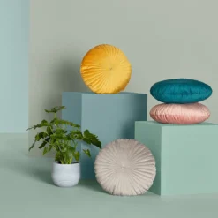 None Round Velvet Cushion - Teal - 45cm -Curver Shop 12842182 7904943634854757