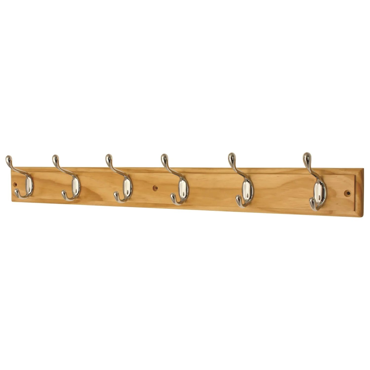 6 Coat Polished Chrome Hooks On Pine Stepped Board 1 6 Coat Polished Chrome Hooks On Pine Stepped Board