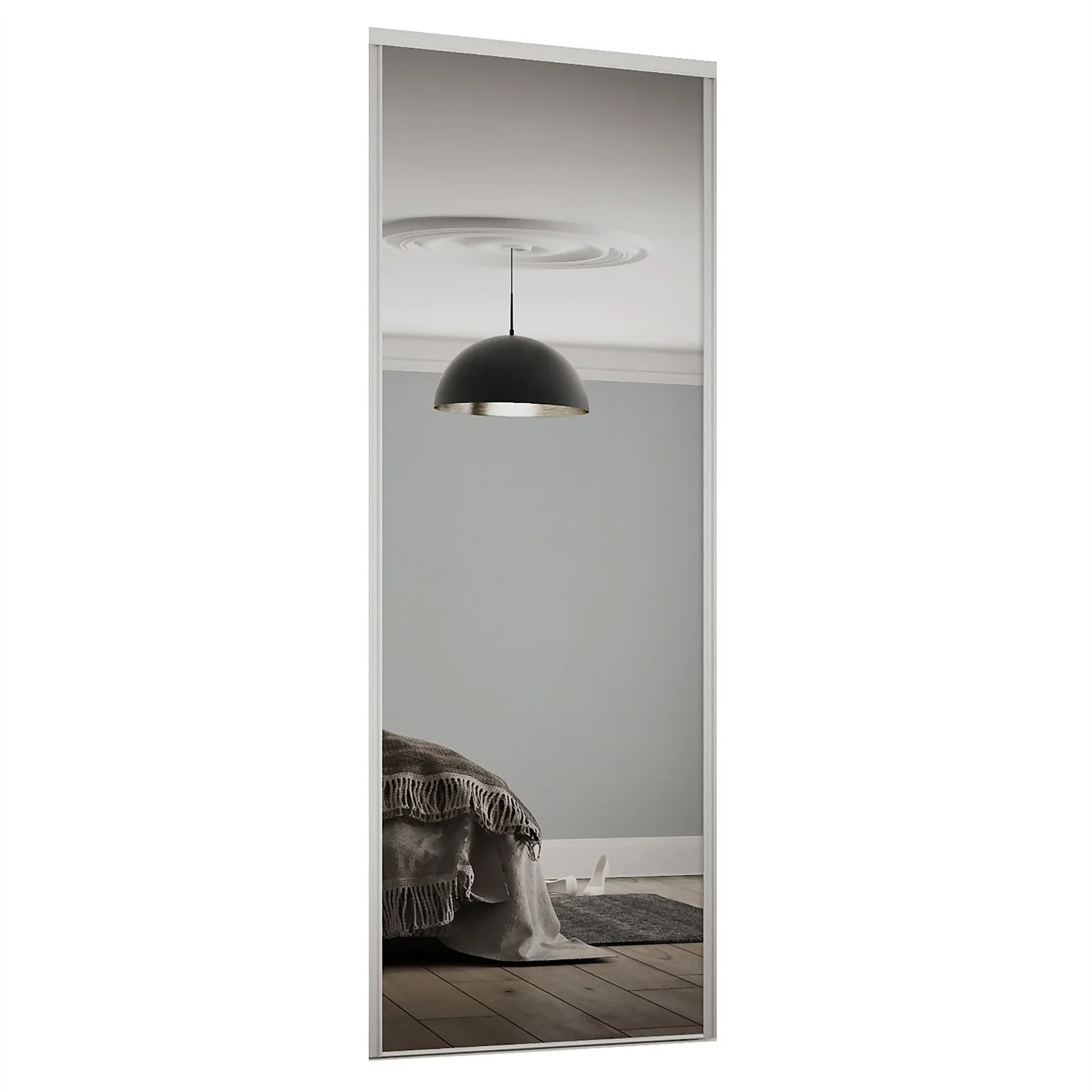 Classic Sliding Wardrobe Door Mirror With White Frame (W)762mm 1 Classic Sliding Wardrobe Door Mirror With White Frame (W)762mm