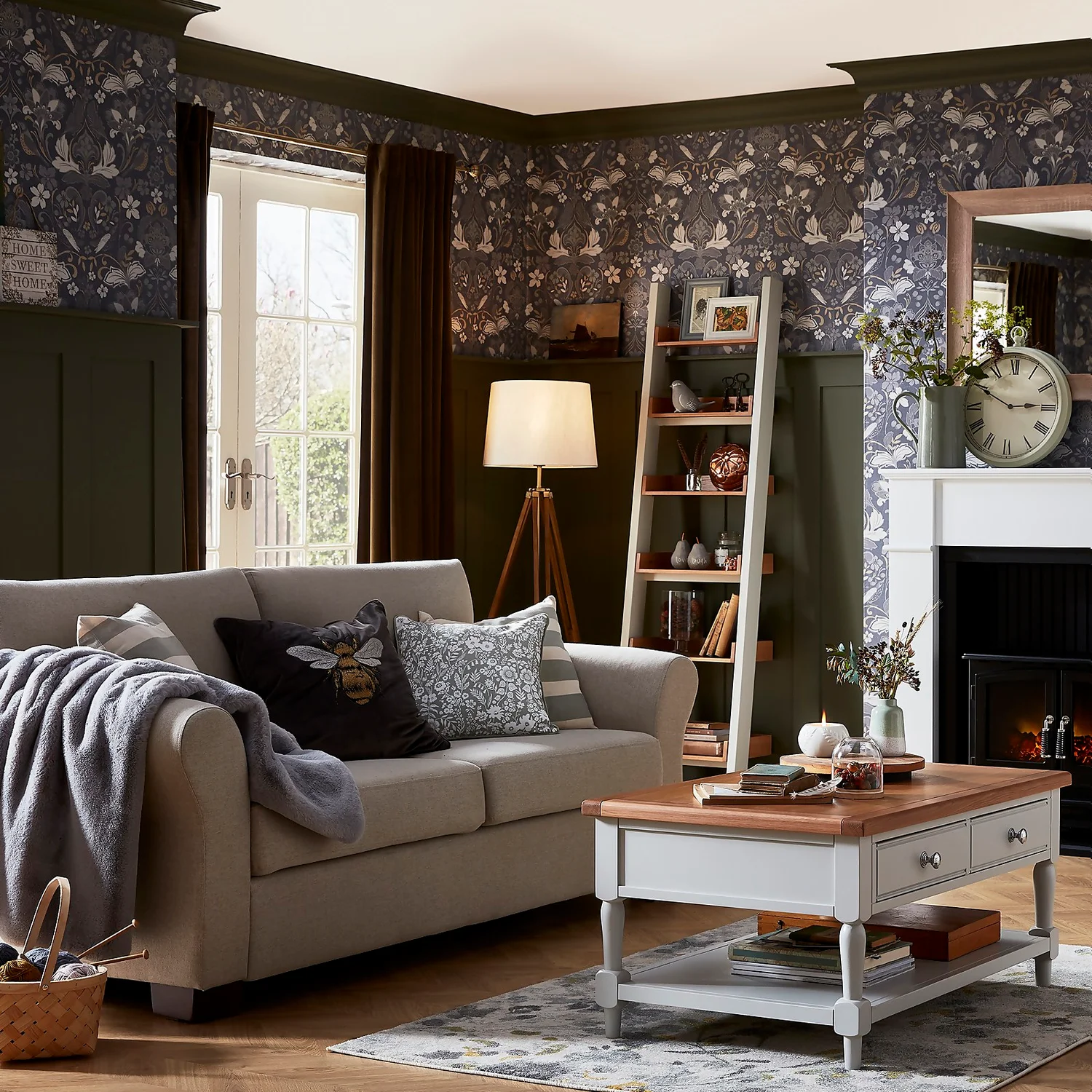 Bee Embroidered Velvet Cushion - Charcoal 2 Bee Embroidered Velvet Cushion - Charcoal - Image 2