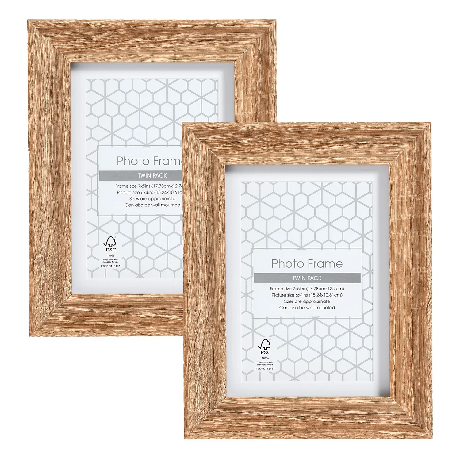 Twin Pack Of Photo Frames - 6x4" - Oak 1 Twin Pack Of Photo Frames - 6x4" - Oak