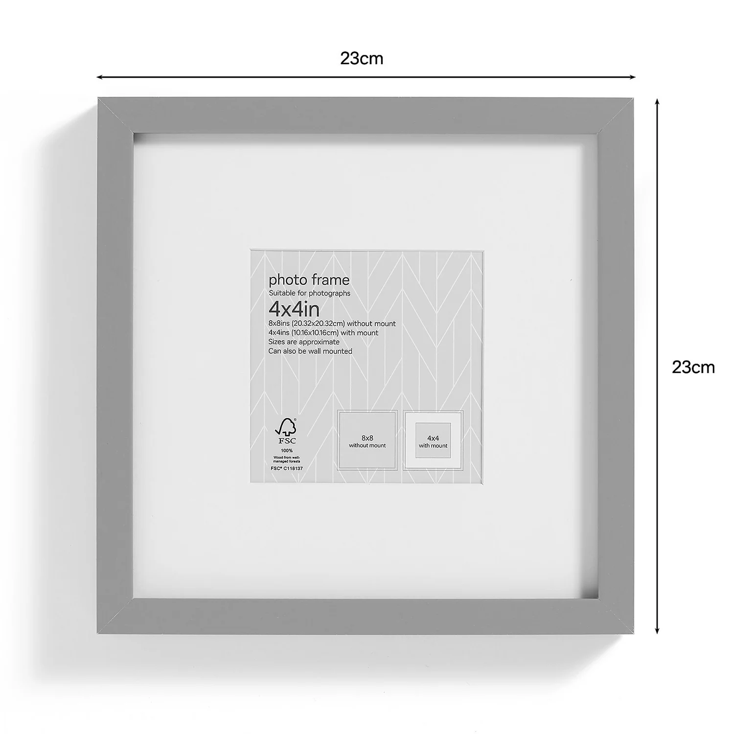 Box Photo Frame - 4x4" - Grey 2 Box Photo Frame - 4x4" - Grey - Image 2