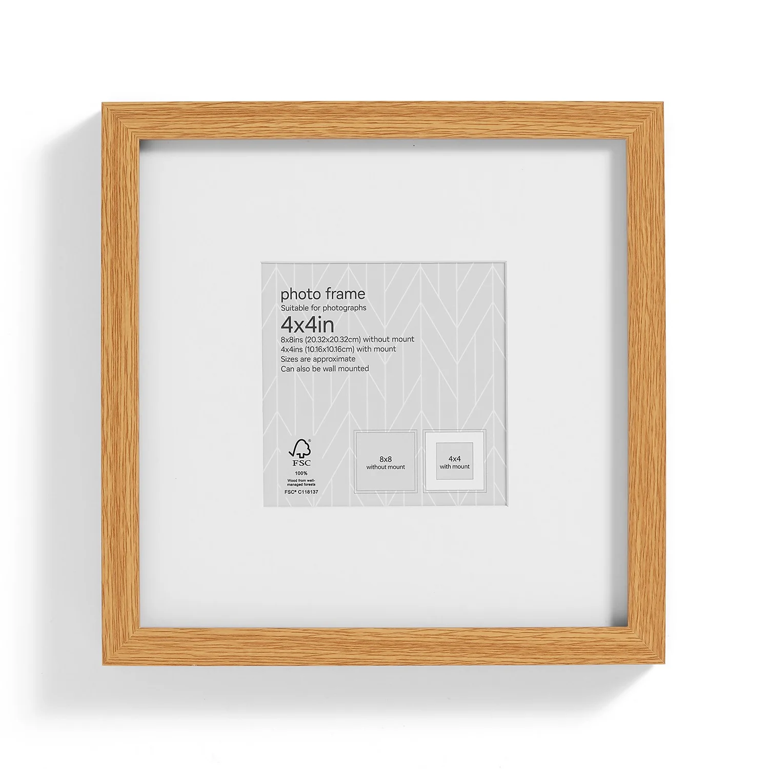 Box Photo Frame - 4x4" - Oak 4 Box Photo Frame - 4x4" - Oak - Image 4