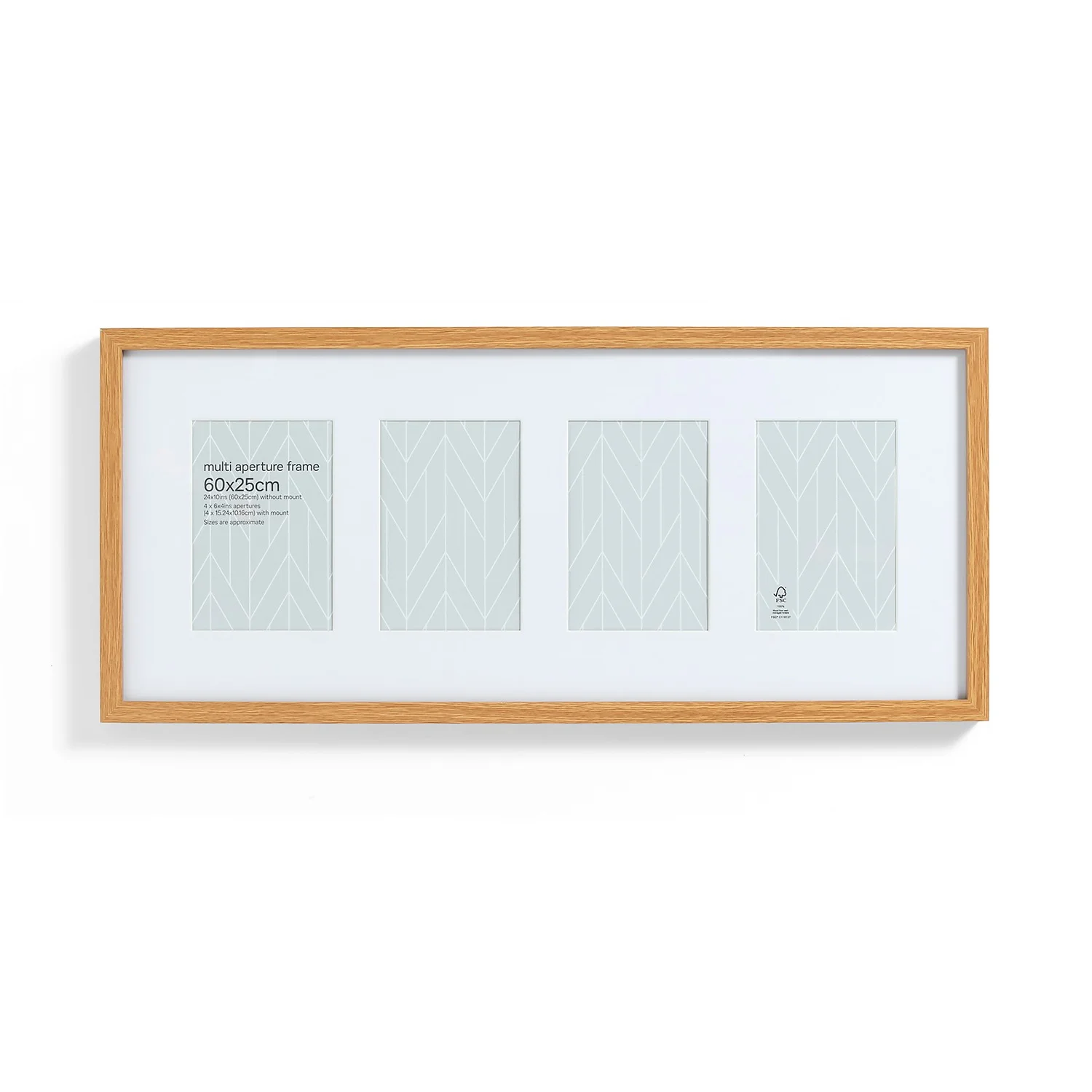 Box Photo Frame Multi Aperture - 60x25cm - Oak 4 Box Photo Frame Multi Aperture - 60x25cm - Oak - Image 4