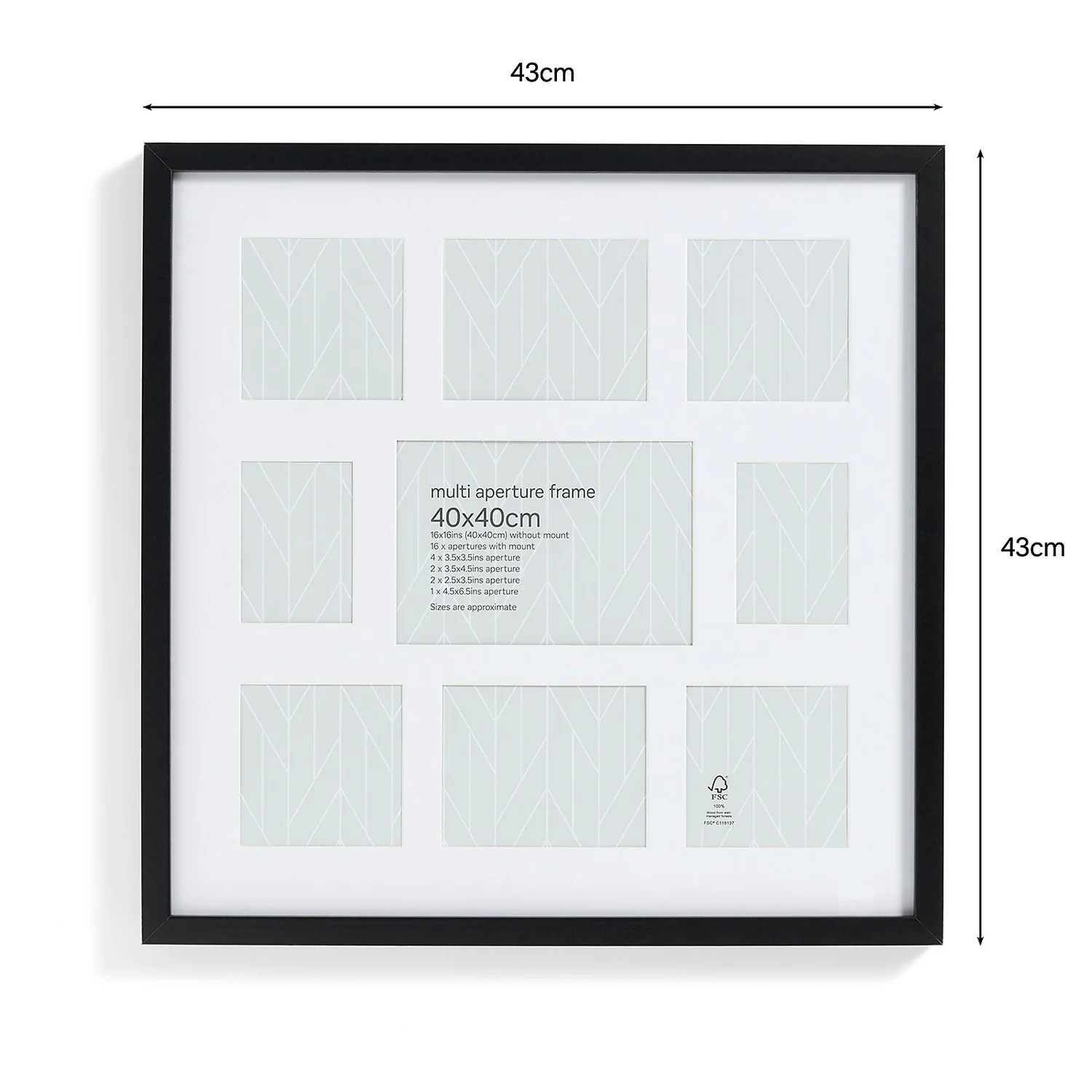 Box Photo Frame Multi Aperture - 40x40cm - Black 5 Box Photo Frame Multi Aperture - 40x40cm - Black - Image 5