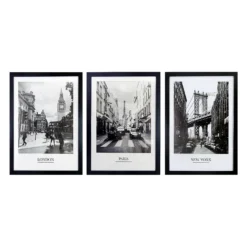 Framed Cities Prints - Set Of 3