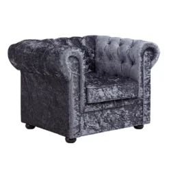 Chesterfield Crushed Velvet Armchair - Petrol Blue