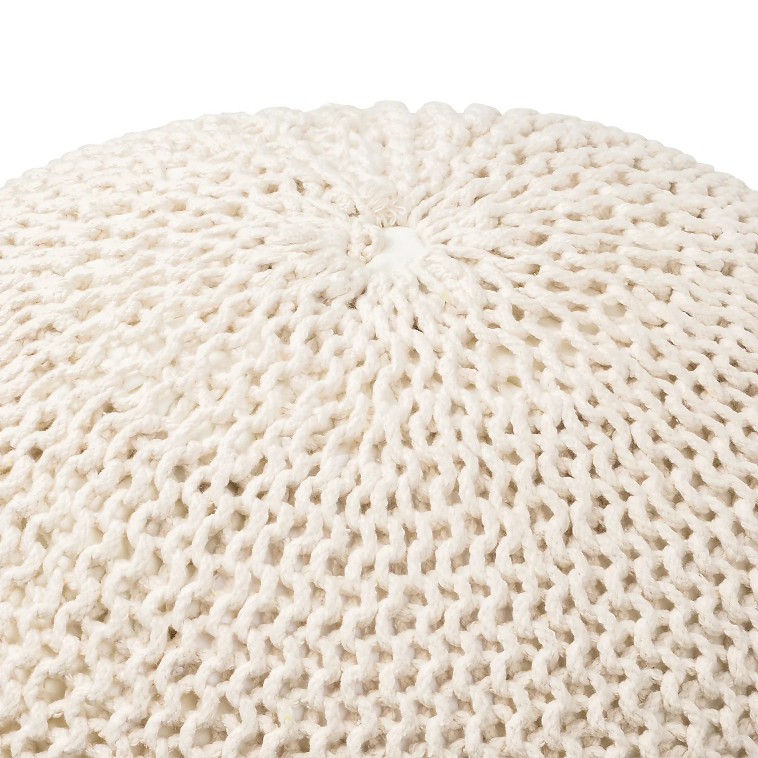 Charles Chunky Knit Pouffe - Cream 3 Charles Chunky Knit Pouffe - Cream - Image 3