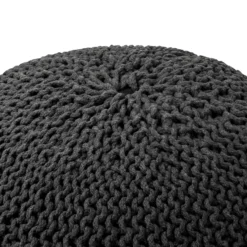 Charles Chunky Knit Pouffe - Grey -Curver Shop 12882881 2054898261799066