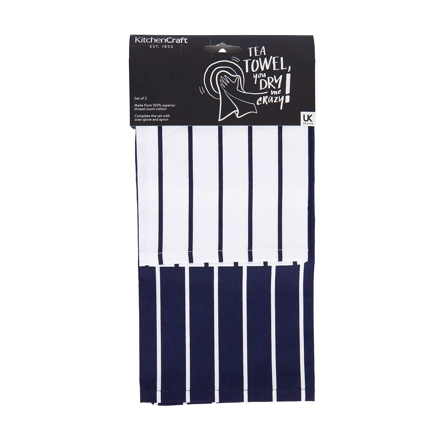 KitchenCraft Butchers Stripe Set Of 2 Tea Towels 4 KitchenCraft Butchers Stripe Set Of 2 Tea Towels - Image 4