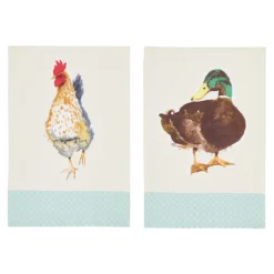 KitchenCraft Set Of 2 Farmyard Animals Tea Towels