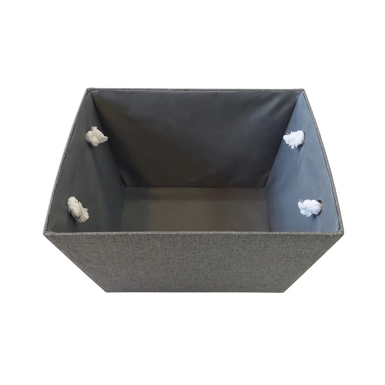 Grey Herringbone Large Storage Basket 3 Grey Herringbone Large Storage Basket - Image 3