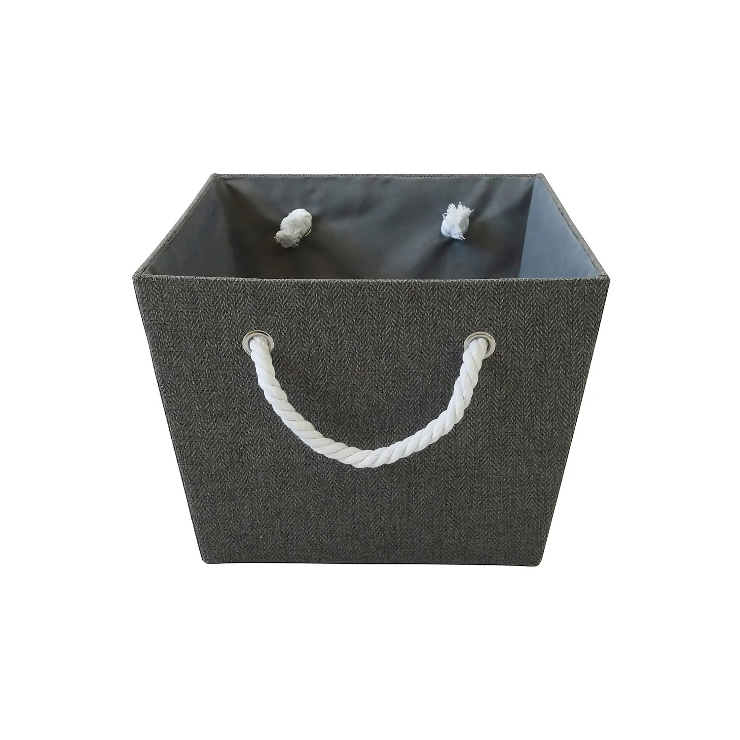 Grey Herringbone Large Storage Basket 2 Grey Herringbone Large Storage Basket - Image 2