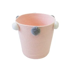 Round Cotton Rope Blush Pom Pom Basket -Curver Shop 12886596 1264857031486509