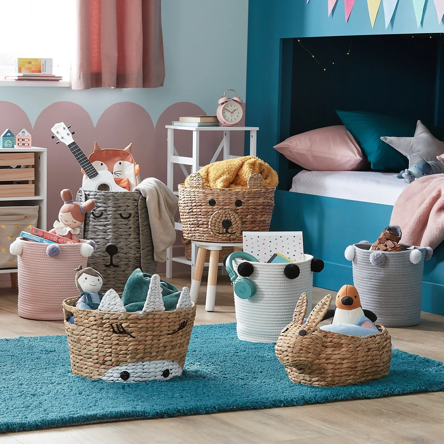 Round Cotton Rope Mono Pom Pom Basket 2 Round Cotton Rope Mono Pom Pom Basket - Image 2