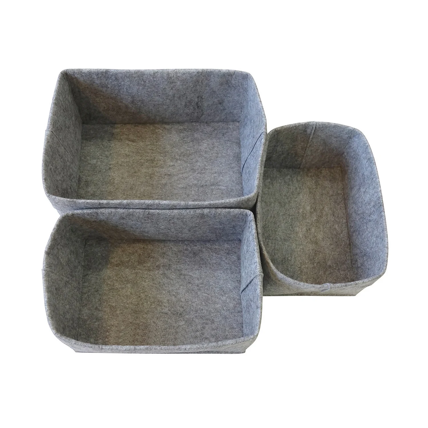 Set Of 3 Grey Oval Felt Baskets 3 Set Of 3 Grey Oval Felt Baskets - Image 3