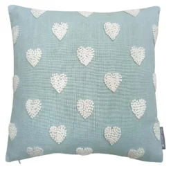 Country Living French Knot Heart Cushion - 40x40cm - Duck Egg