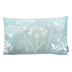 Country Living Meadow Embroidered Cushion - 30x50cm - Duck Egg