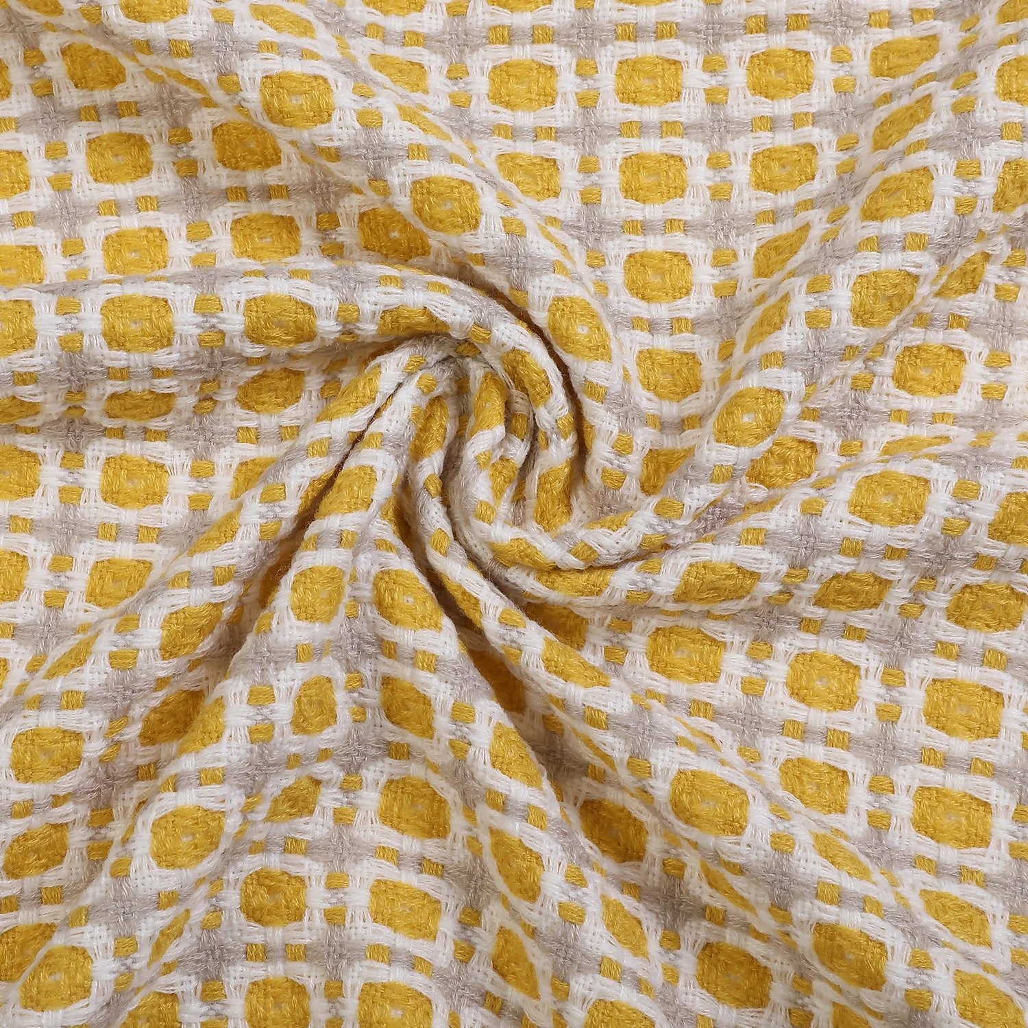 House Beautiful Geo Throw - Mist & Ochre - 150x183cm 3 House Beautiful Geo Throw - Mist & Ochre - 150x183cm - Image 3