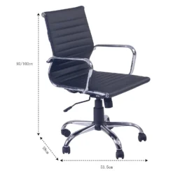 Dave Office Chair - Black Faux Leather -Curver Shop 12887220 8864873909106808