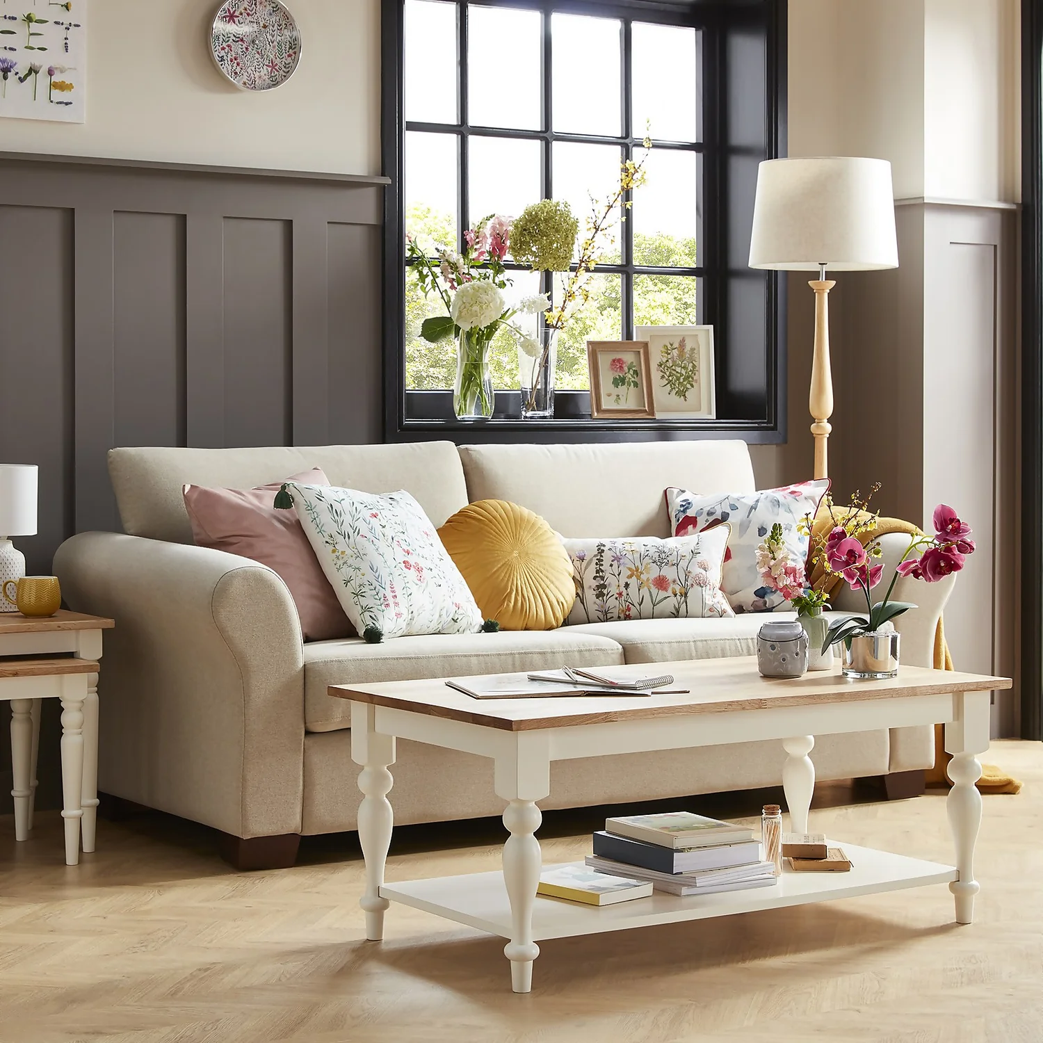 Disty Printed Floral Cushion - Sage 2 Disty Printed Floral Cushion - Sage - Image 2