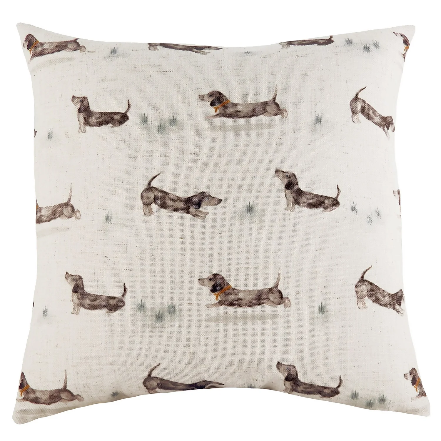 Sausage Dog Print Cushion - Natural 1 Sausage Dog Print Cushion - Natural
