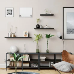 Flexi Storage Decorative Shelving Floating Shelf Black Oak 600x38x240mm -Curver Shop 12889893 7684885494809133