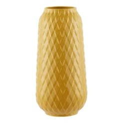 House Beautiful Diamond Ceramic Vase - Ochre