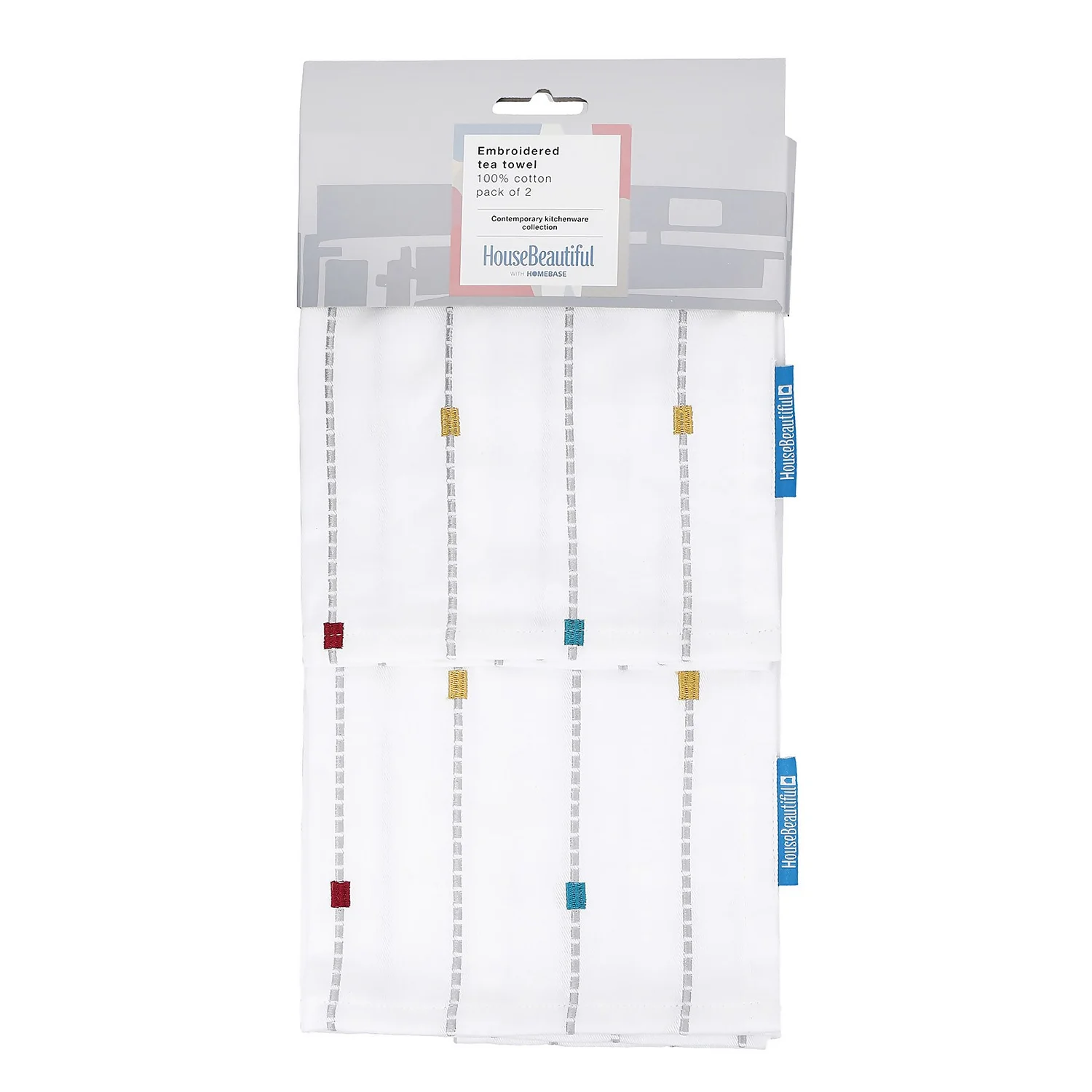 House Beautiful Tufted Tea Towels - 2 Pack - Multi-coloured 2 House Beautiful Tufted Tea Towels - 2 Pack - Multi-coloured - Image 2