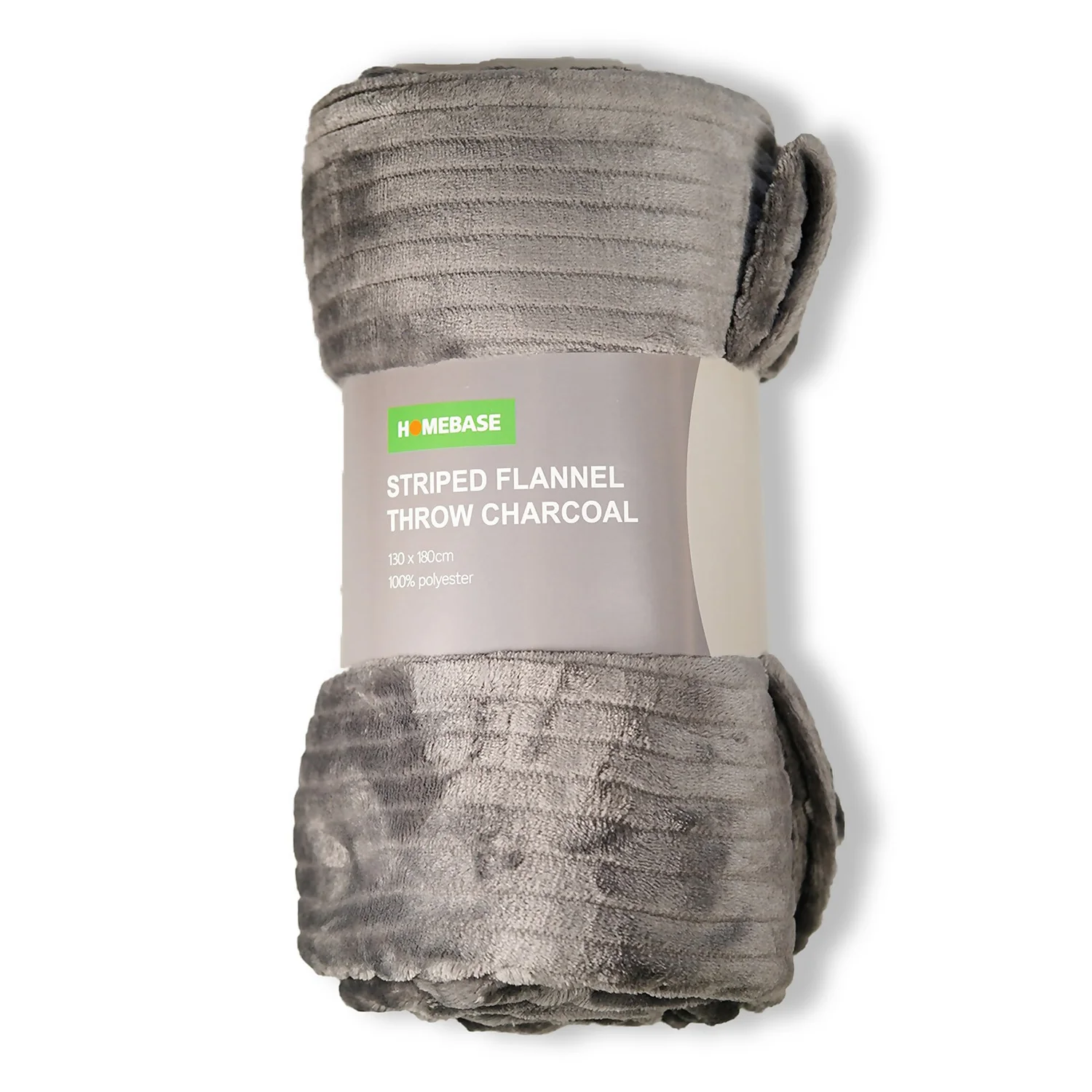 Striped Fleece Throw - Charcoal - 130x180cm 1 Striped Fleece Throw - Charcoal - 130x180cm